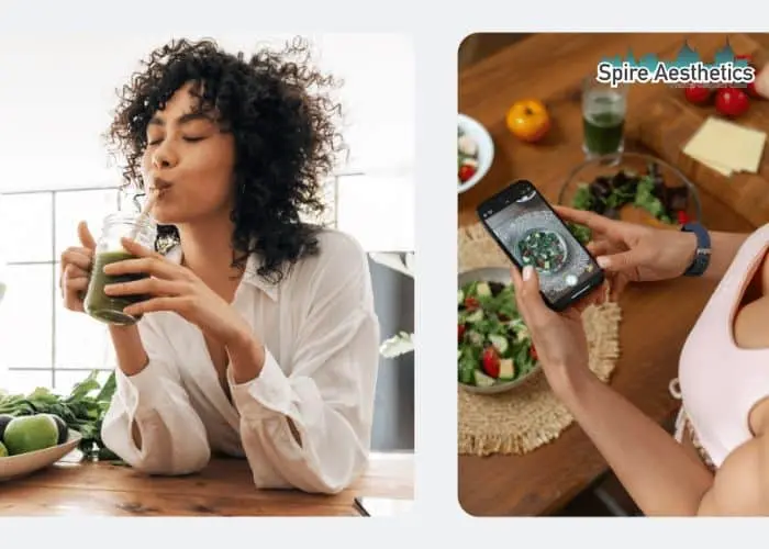 Image of woman looking into her diet and fat freezing London to improve her health